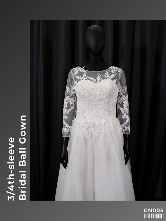 3/4th-sleeve Bridal Ball Gown GN005