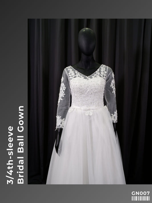 3/4th-sleeve Bridal Ball Gown GN007