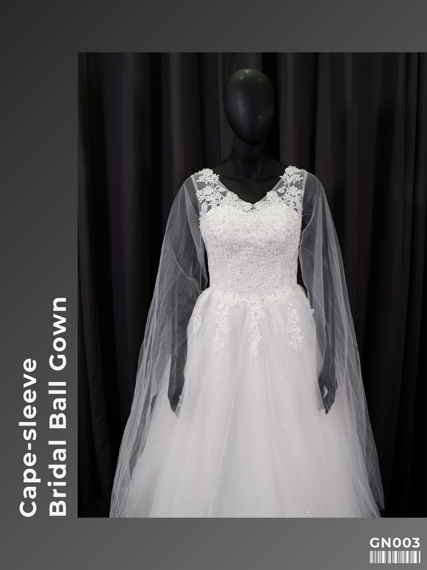 Cape-sleeve Bridal Ball Gown GN003