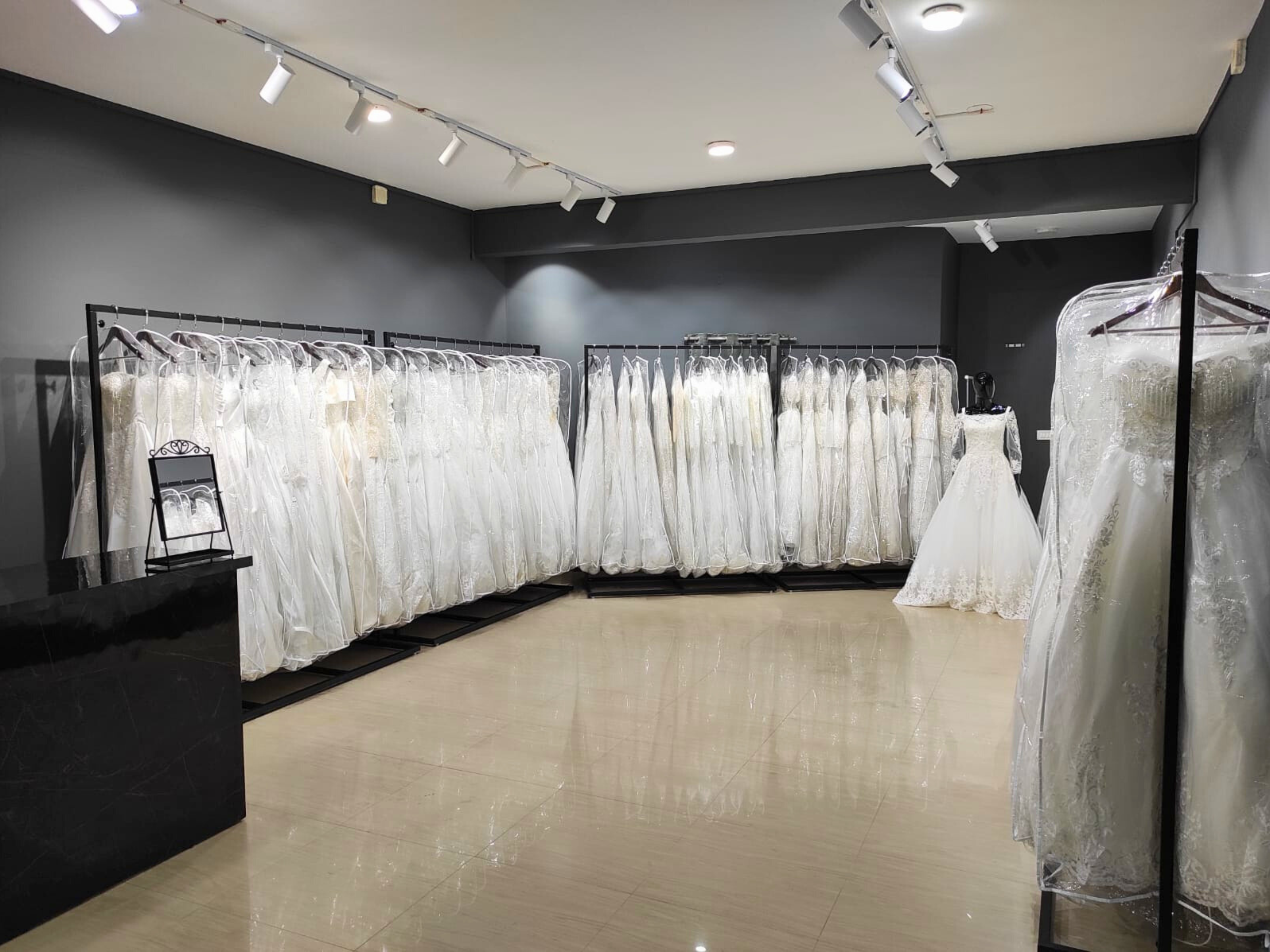 Alekhyas Bridal store in Bengaluru featuring a curated collection of Christian wedding gowns.