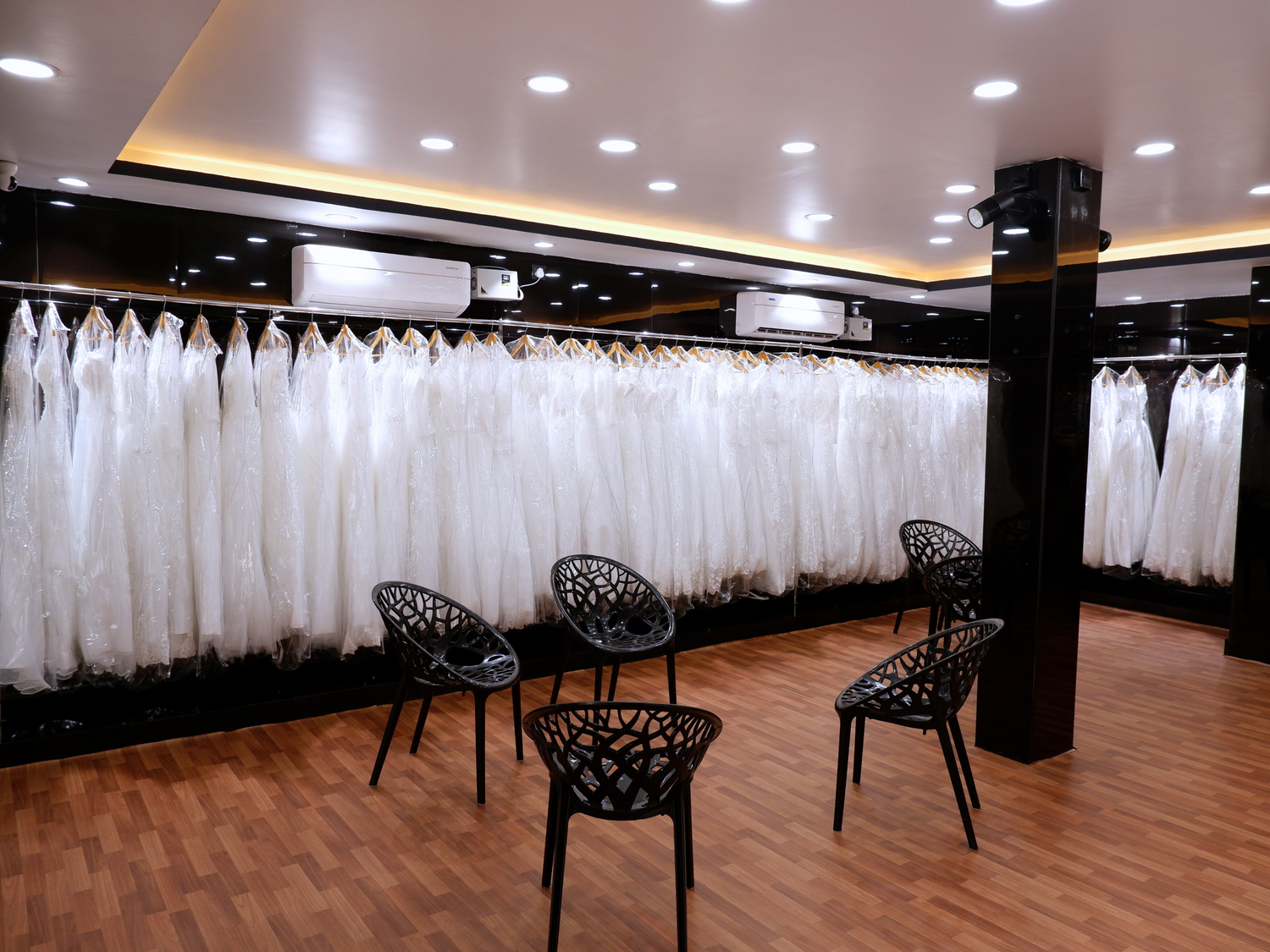 Alekhyas Bridal store in Rajahmundry featuring a curated collection of Christian wedding gowns.