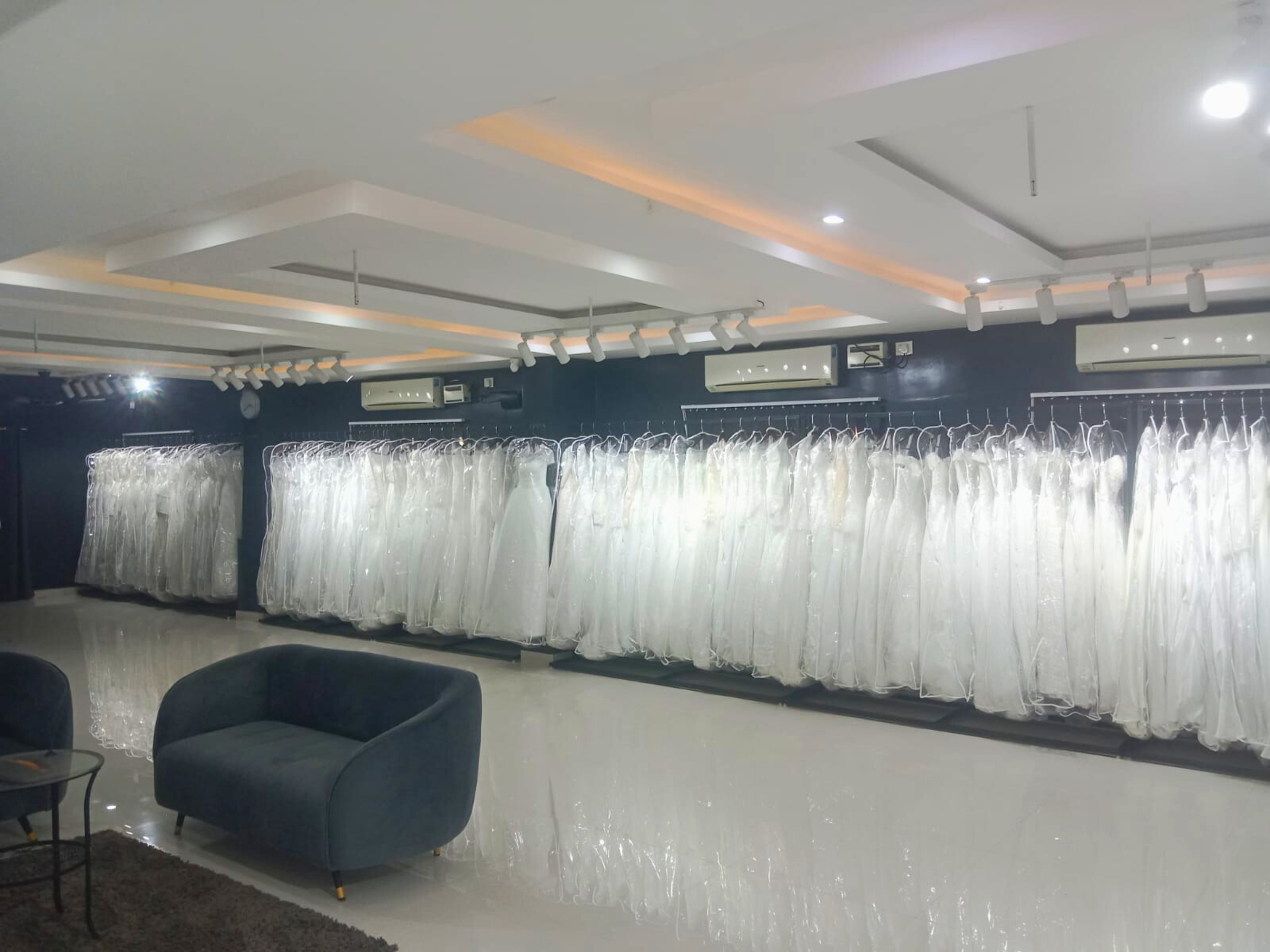 Alekhyas Bridal store in Secunderabad featuring a wide range of Christian wedding gowns.