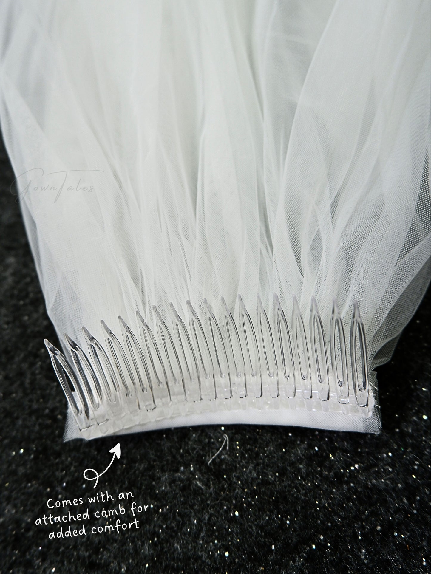white lace veil with attached comb for added comfort